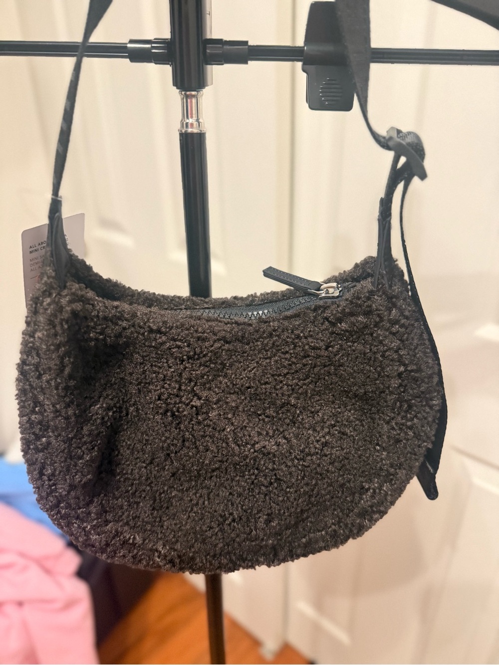 Athleta Brown Faux-Shearling Crescent Shoulder Bag